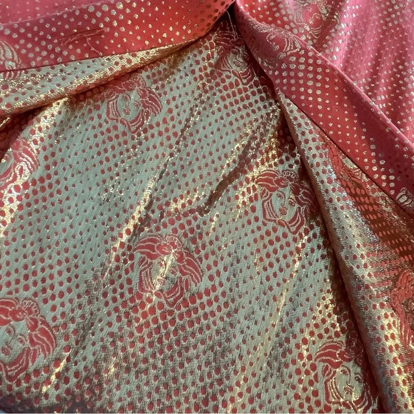 Vintage Silversilk Medusa Head Woven Orange Gold Silk Blouse Made in Korea M - Picture 13 of 14